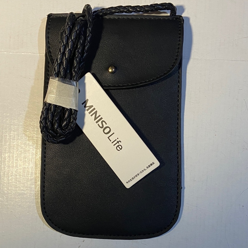 Miniso Black Faux Leather Phone Pouch